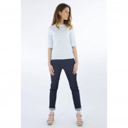Marinière femme Cancale blanc/bleu ciel