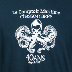 T-shirt manche longue 40 ans - Marine pieuvre