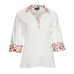 Polo femme trompe l'œil blanc