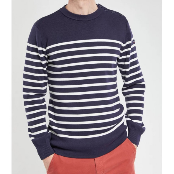 Pull marin authentique en coton Marine/écru Pull marin authentique en coton Marine/écru