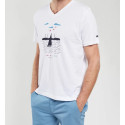 Tee-shirt col V blanc sérigraphie