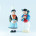 Duo de figurines bretonnes fait main - Couple Pont-L\'Abbé