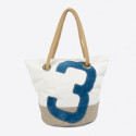 SAC SANDY DACRON LIN CUIR - bleu