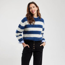 Pull rayé 50% mohair