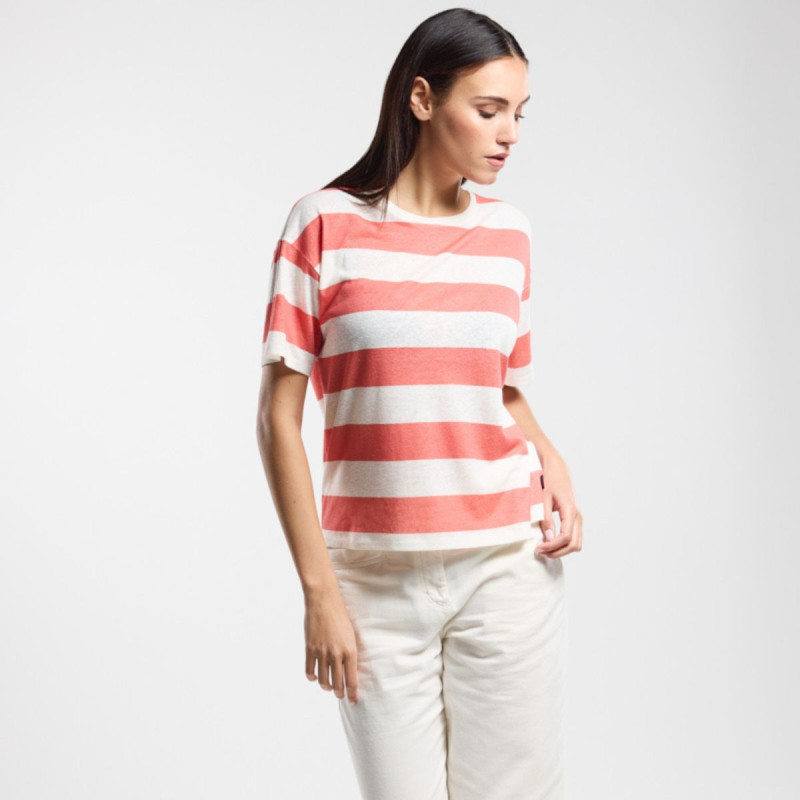T-Shirt lin rayé femme - Tangerine T-Shirt lin rayé femme - Tangerine