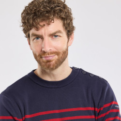 Pull marin "Groix" homme - Navire/piment