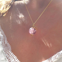 Collier bulles Île d'Arz - Parme rosée
