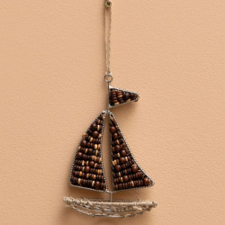 Suspension bateau billes de bois